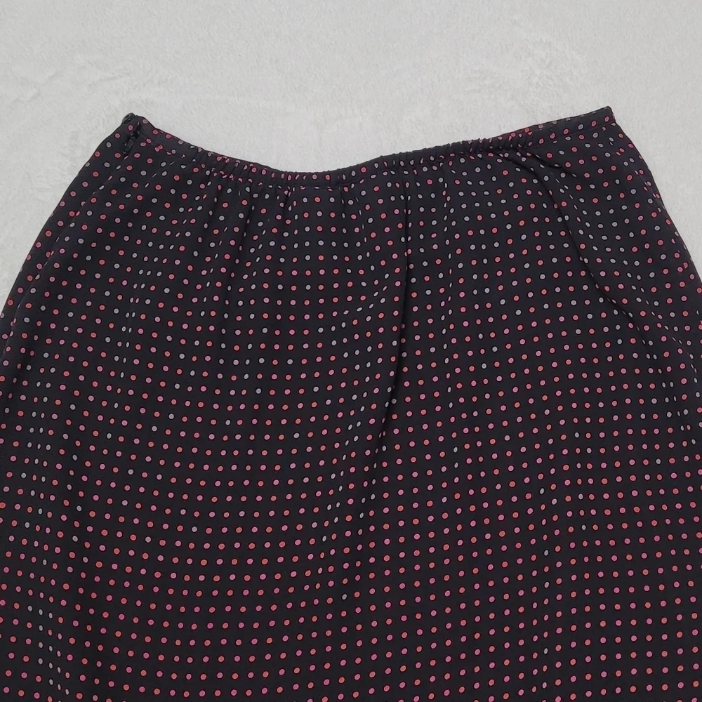 Vintage Kathie Lee Pink Orange Polka-dot Chiffon Ruffle Hem Bubble Skirt 16